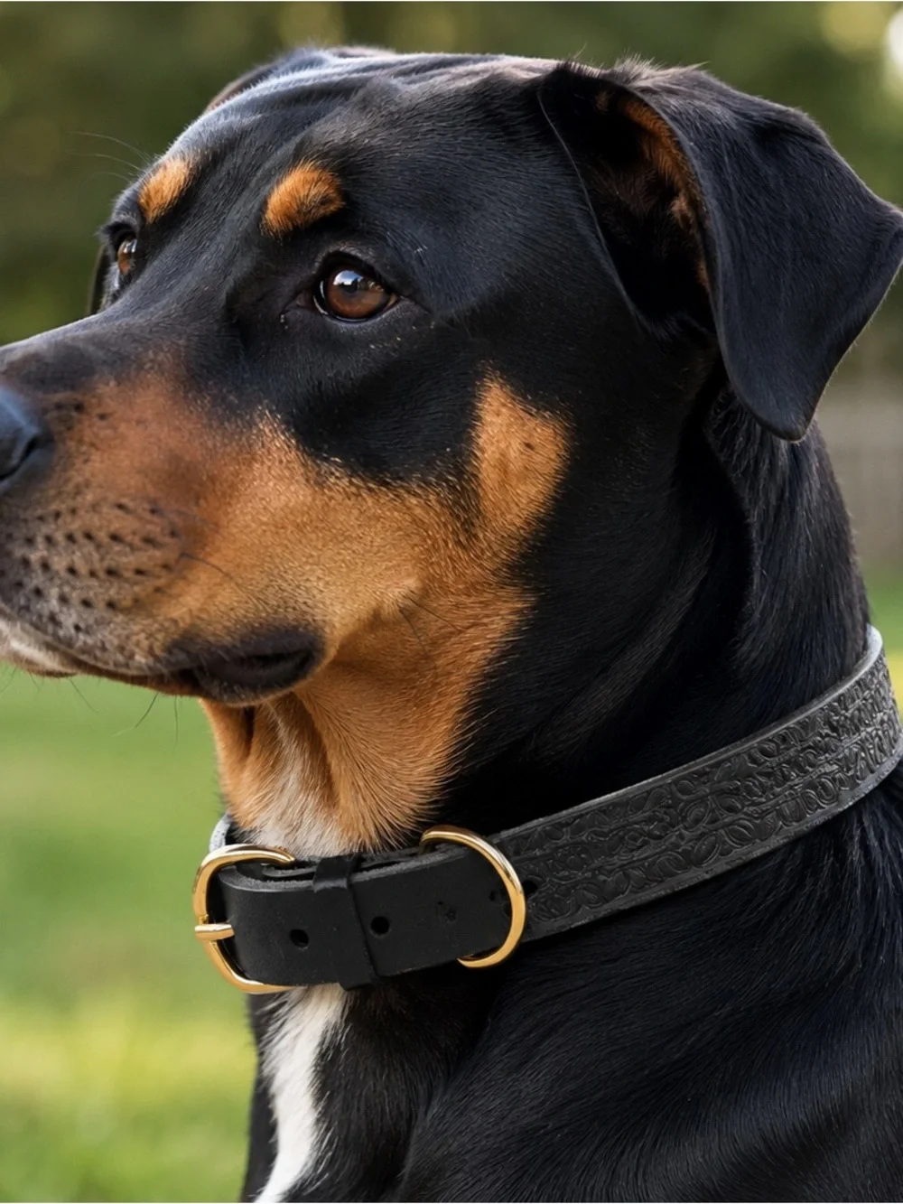 Handmade Leather Dog Collar with Gold Hardware
